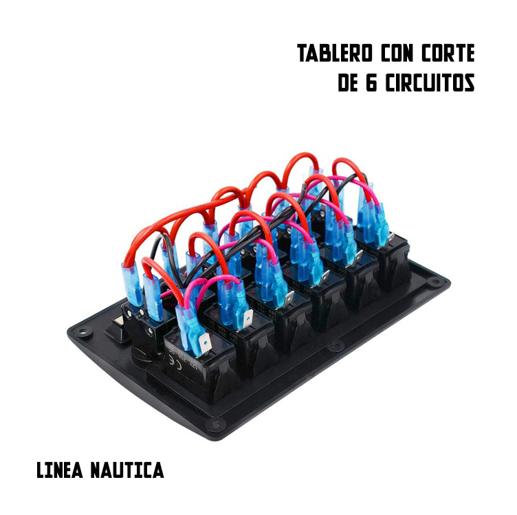 Tablero con Corte y Testigo Luminoso 4 o 6 Circuitos Nautico/Motorhome
