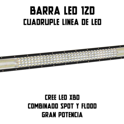 Barra LED 12D Recta Gran Alcance y Dispersión