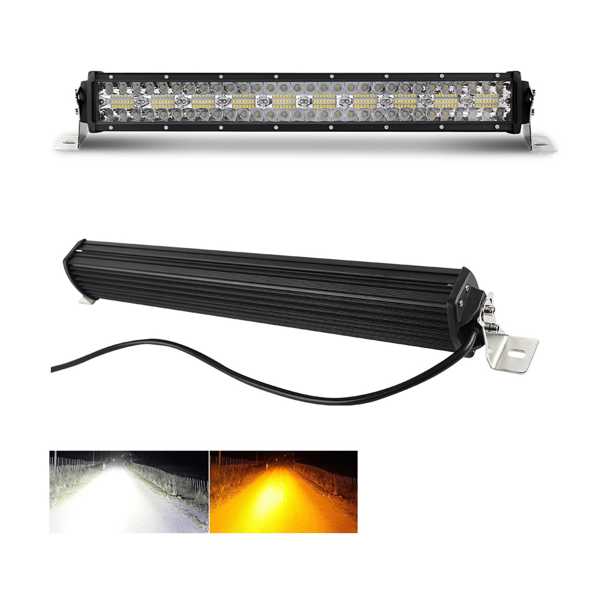 Barra LED con 4 Modos. Luz Continua Ámbar o Blanca y Estrobo Ámbar o Blanco. Domina Cualquier situación con la Barra Mas Versatil del Mercado. Luz continua y función estrobo En Ambar o Blanco. Ideal para equipar tu 4x4 Resistencia IP67.
