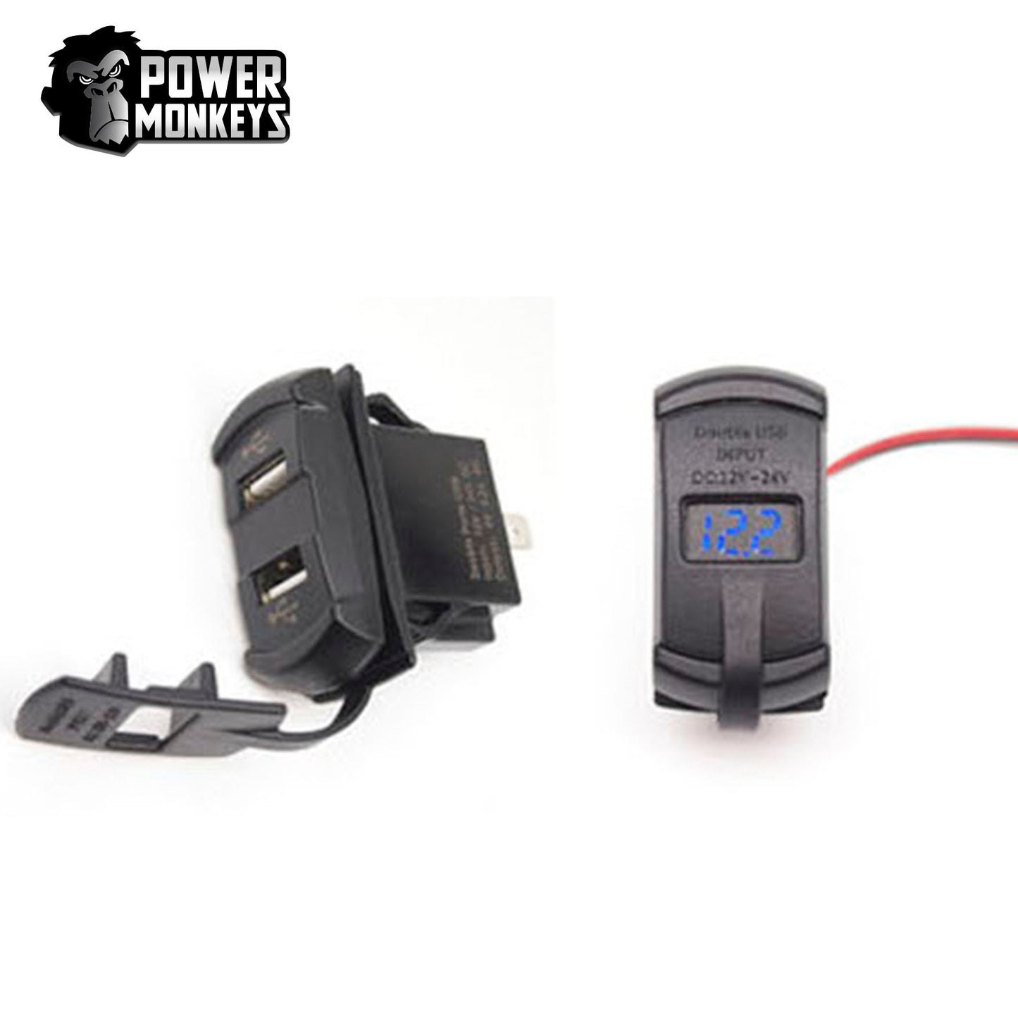 Cargador USB Doble 5v-4,2Amper+Voltimetro. Para Auto, Moto, Embarcacion o Motorhome