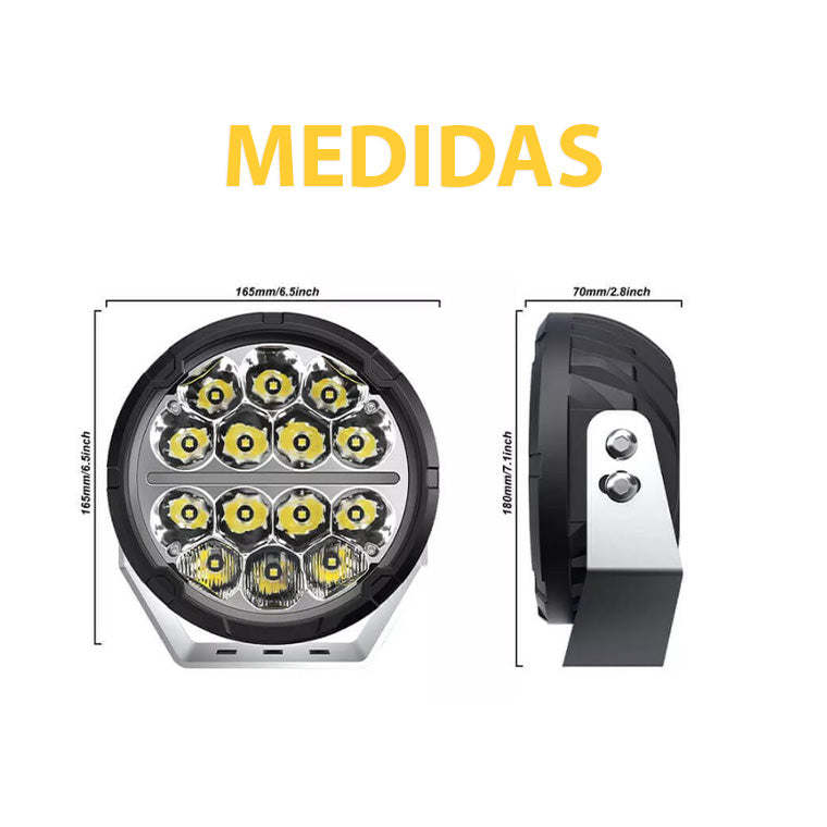 Faro LED Redondo con DRL Blanco+Ámbar de 7"