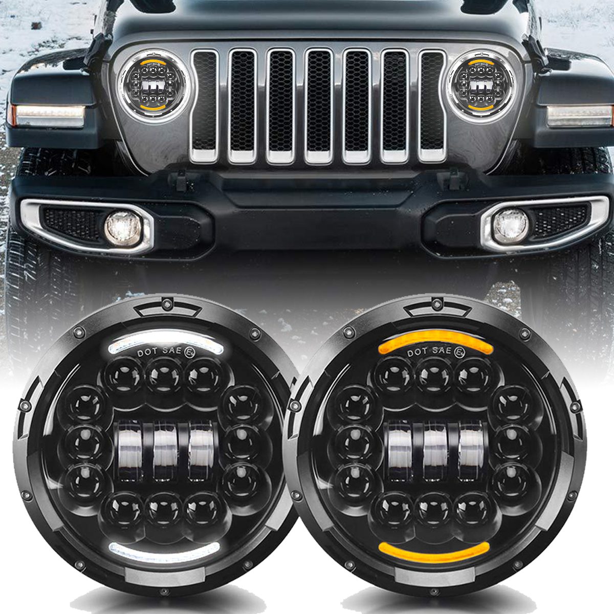 Kit Par de Faros LED delanteros Jeep Wrangler 7"