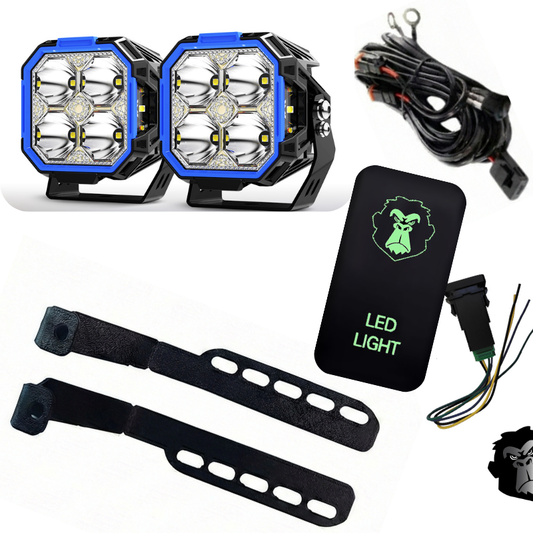 Combo Capot Par de faros LED 3" con DRL + Soporte para Capot + Kit Instalacion
