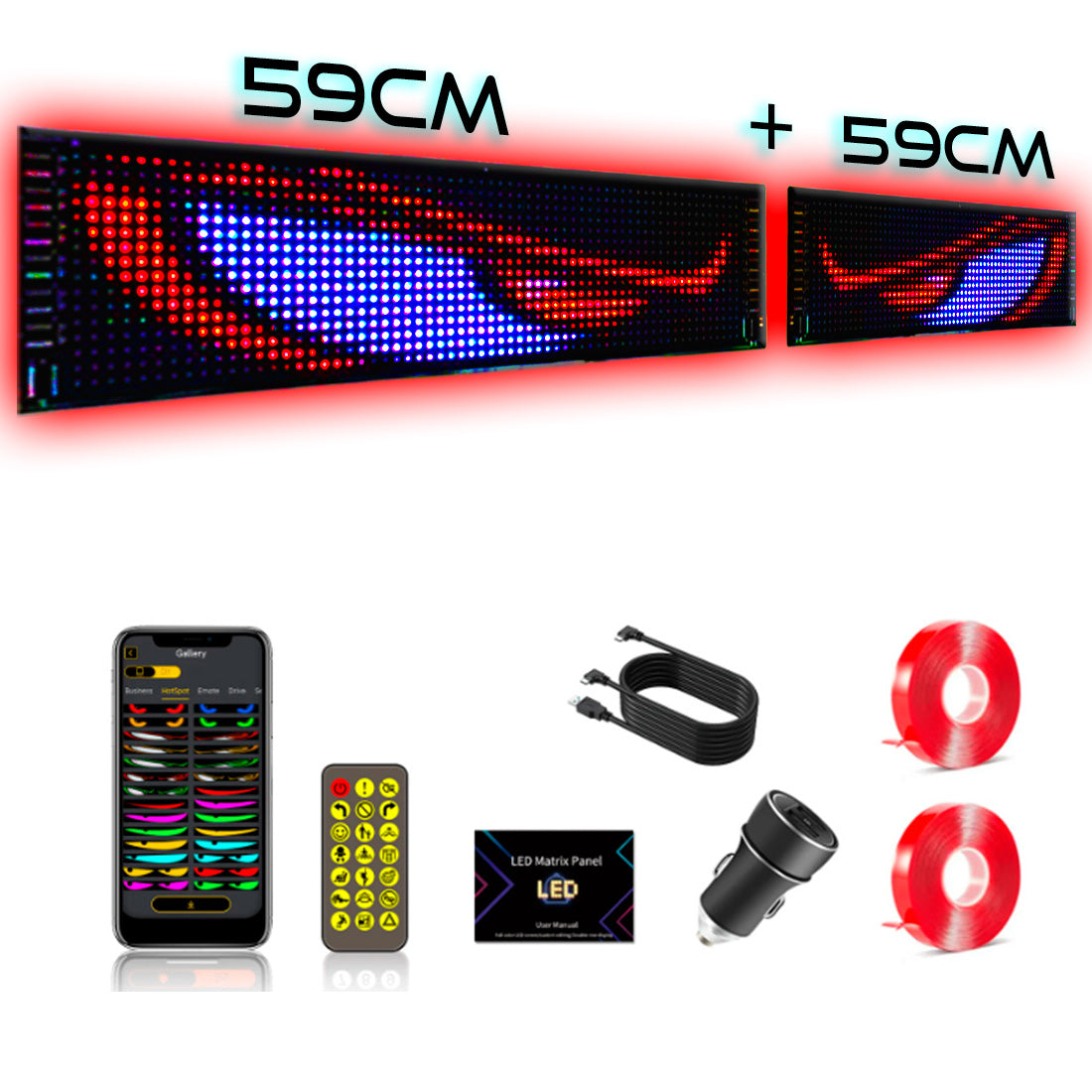 Cartel LED Doble - Flexible, Programable, Ojitos, Para Auto, Camion o Negocio