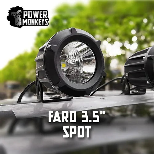 Faro LED Spot Redondo de 3,5 Pulgadas. Haz de Luz concentrado de largo alcance para tu 4x4, Cuatri, Lancha, Barco. Compacto, 12V/24V y resistencia IP67 extrema.
