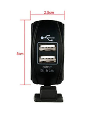 Cargador USB Doble 5v - 3,1Amper. Para Auto, Moto, Nutica o Motorhome
