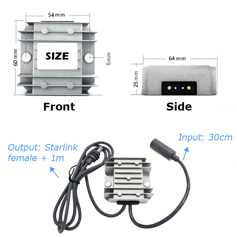 Fuente Elevadora Starlink 12a30Volt Chica + Cable de 1M Directo a la Antena