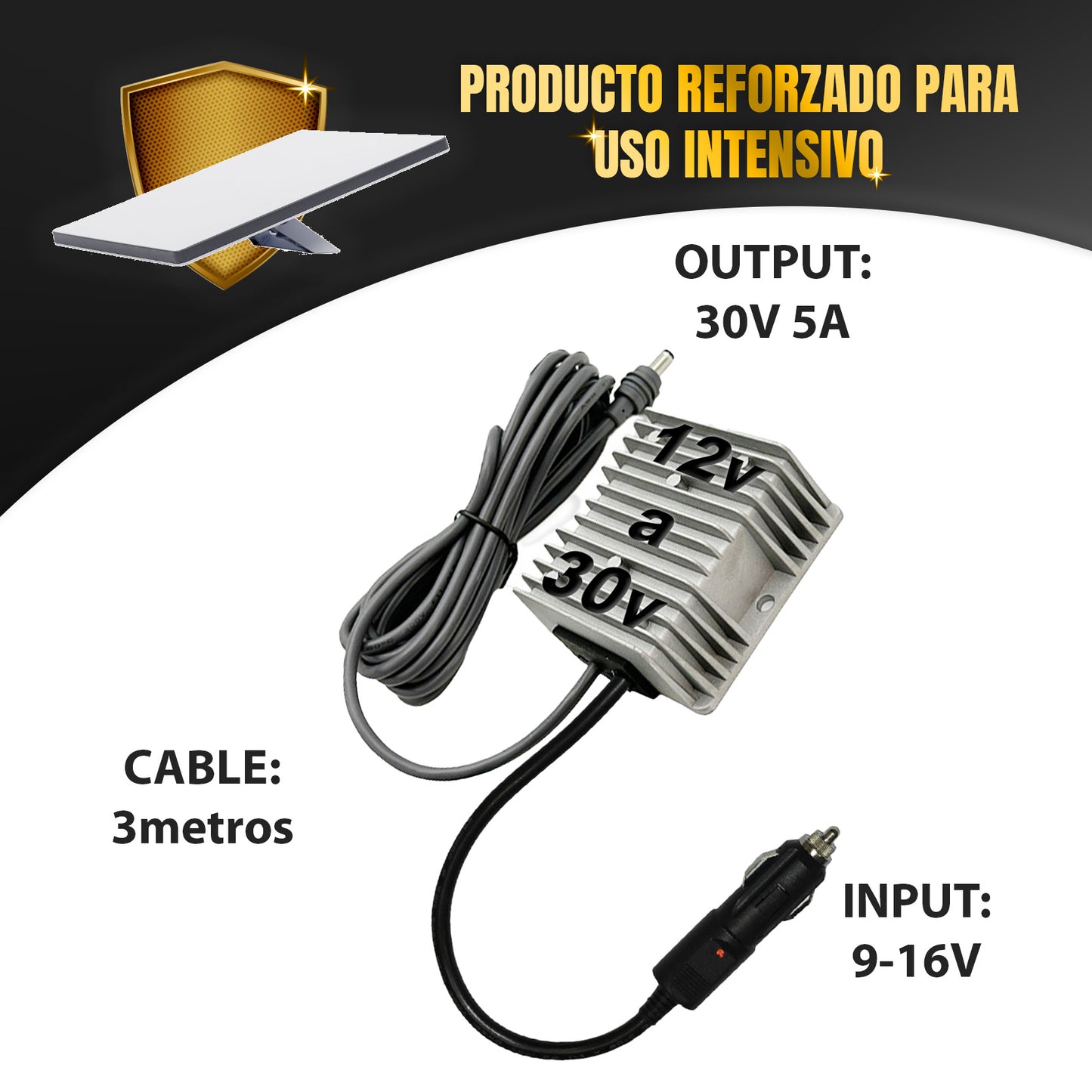 Fuente Starlink 12a30 Volt - Adaptador a encendedor del vehiculo + Cable de 3m