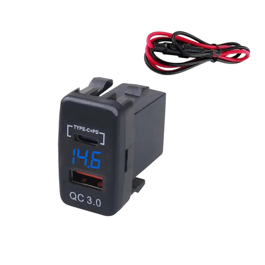 Cargador TOYOTA -2015 USB-C+QC3.0+Voltimetro