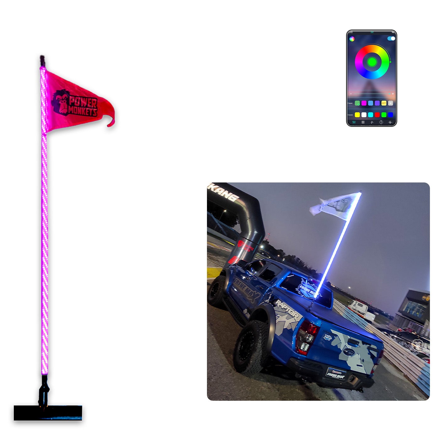 Antenas LED Luminosas Linea RGB