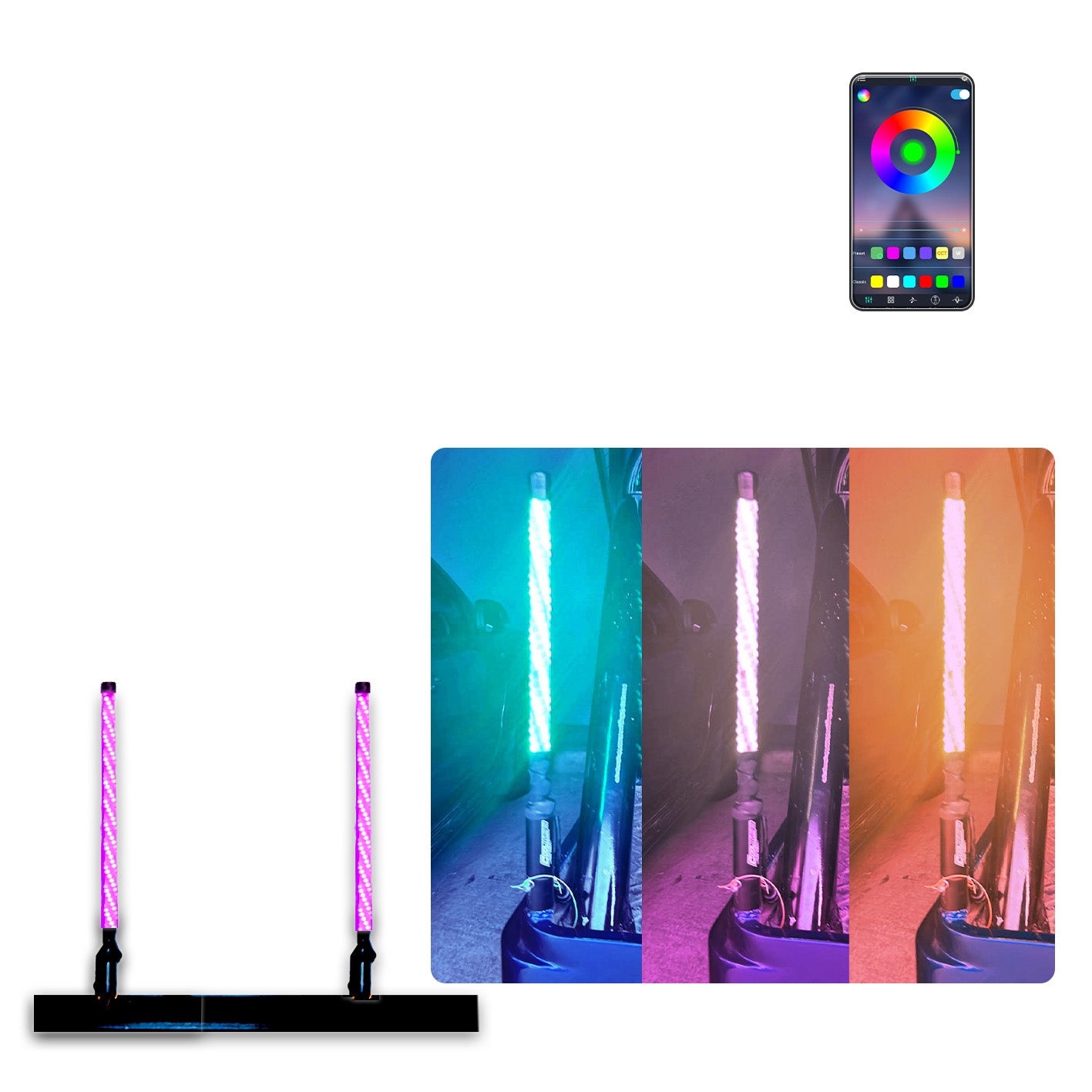 Antenas LED Luminosas Linea RGB