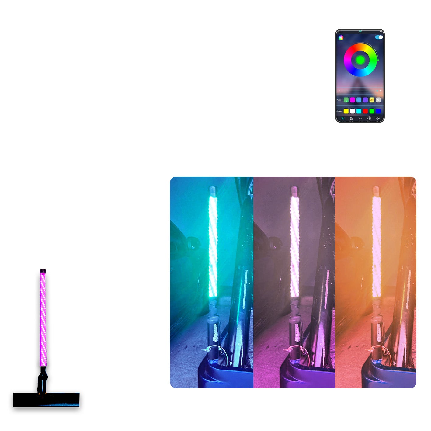 Antenas LED Luminosas Linea RGB