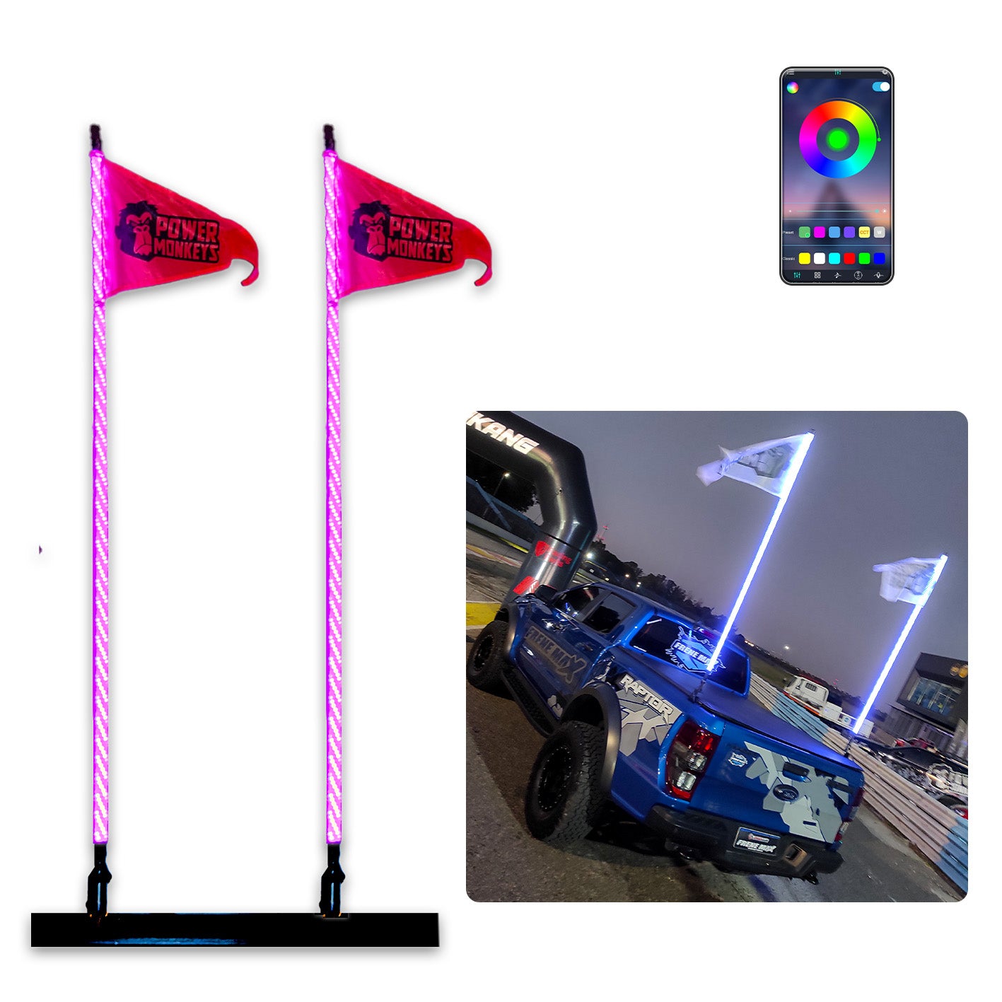 Antenas LED Luminosas Linea RGB