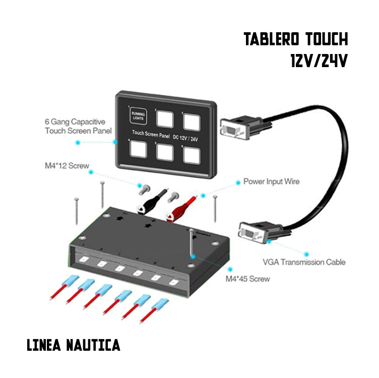 Tablero Touch de 6 Teclas Personalizables Nautico