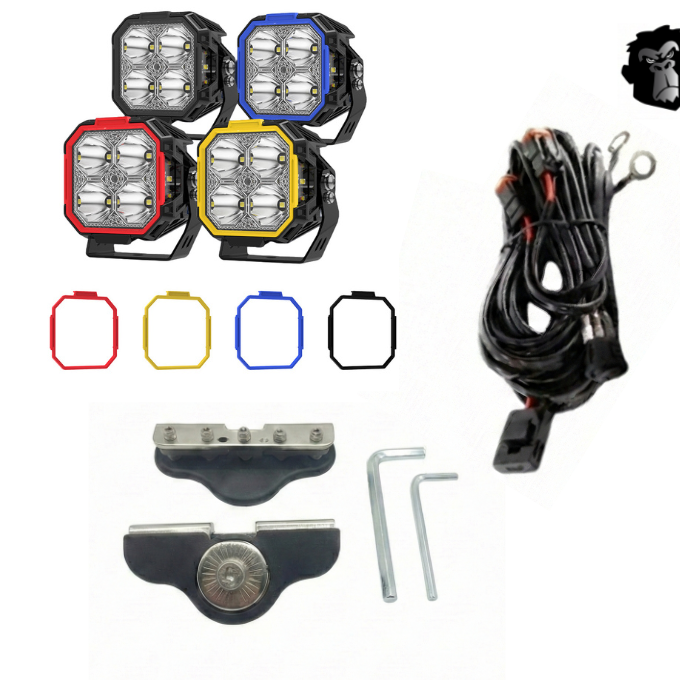 Combo Capot Par de faros LED 3" con DRL + Soporte para Capot + Kit Instalacion