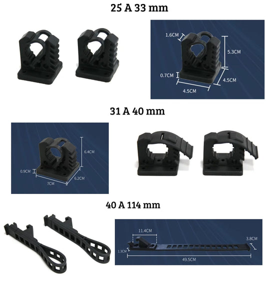 Par de Abrazaderas de Goma (TPU) para sujetar herramientas, Bidones, Palas en 4x4 y UTV. extra resistente, Protección a Rayos UV, con amortiguación de vibraciones.
