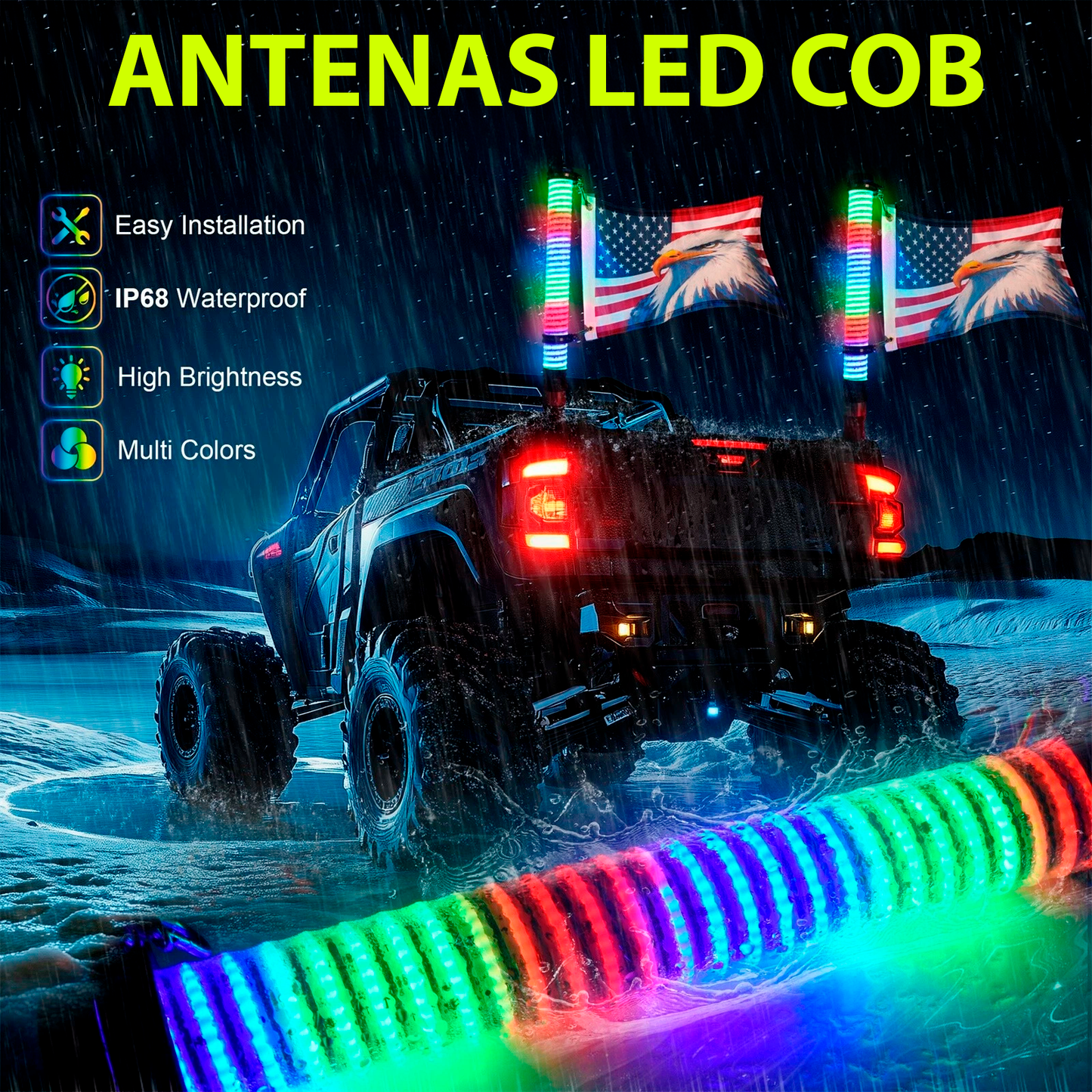 ANTENAS LED COB pixel Varios Tamaños UTV y Off Road