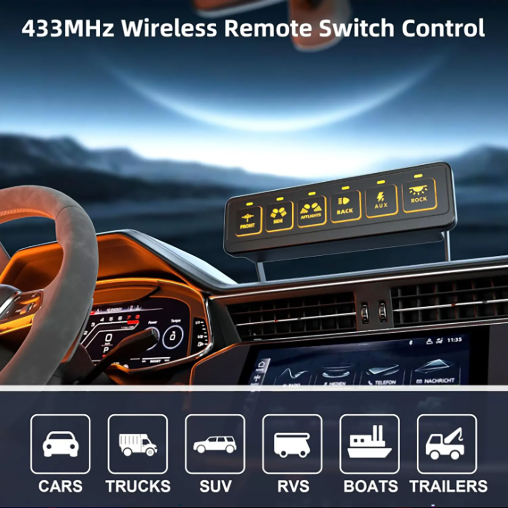 Paneles y Tableros LED de control para 4x4, UTV y Náutica. Teclados inalámbricos, fusileras, USB y voltímetro. Control total de tus accesorios 12V/24V.