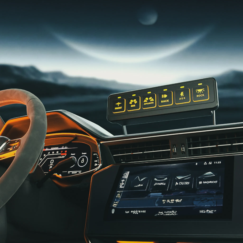 Paneles y Tableros LED de control para 4x4, UTV y Náutica. Teclados inalámbricos, fusileras, USB y voltímetro. Control total de tus accesorios 12V/24V.