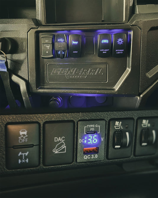 Teclas LED y Cargadores USB, Voltímetros, Medidores para 4x4, UTV, MotorHome y Embarcaciones. Interruptores (Toyota/Amarok) y Universales (5/8 pines). Control de Barras LED, Faros y Accesorios.