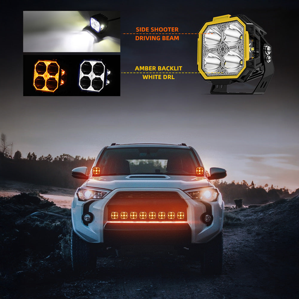 Combo Capot Par de faros LED 3" con DRL + Soporte para Capot + Kit Instalacion