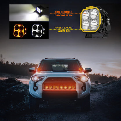 Combo Capot Par de faros LED 3" con DRL + Soporte para Capot + Kit Instalacion