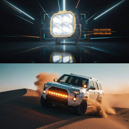 Combo Capot Par de faros LED 3" con DRL + Soporte para Capot + Kit Instalacion