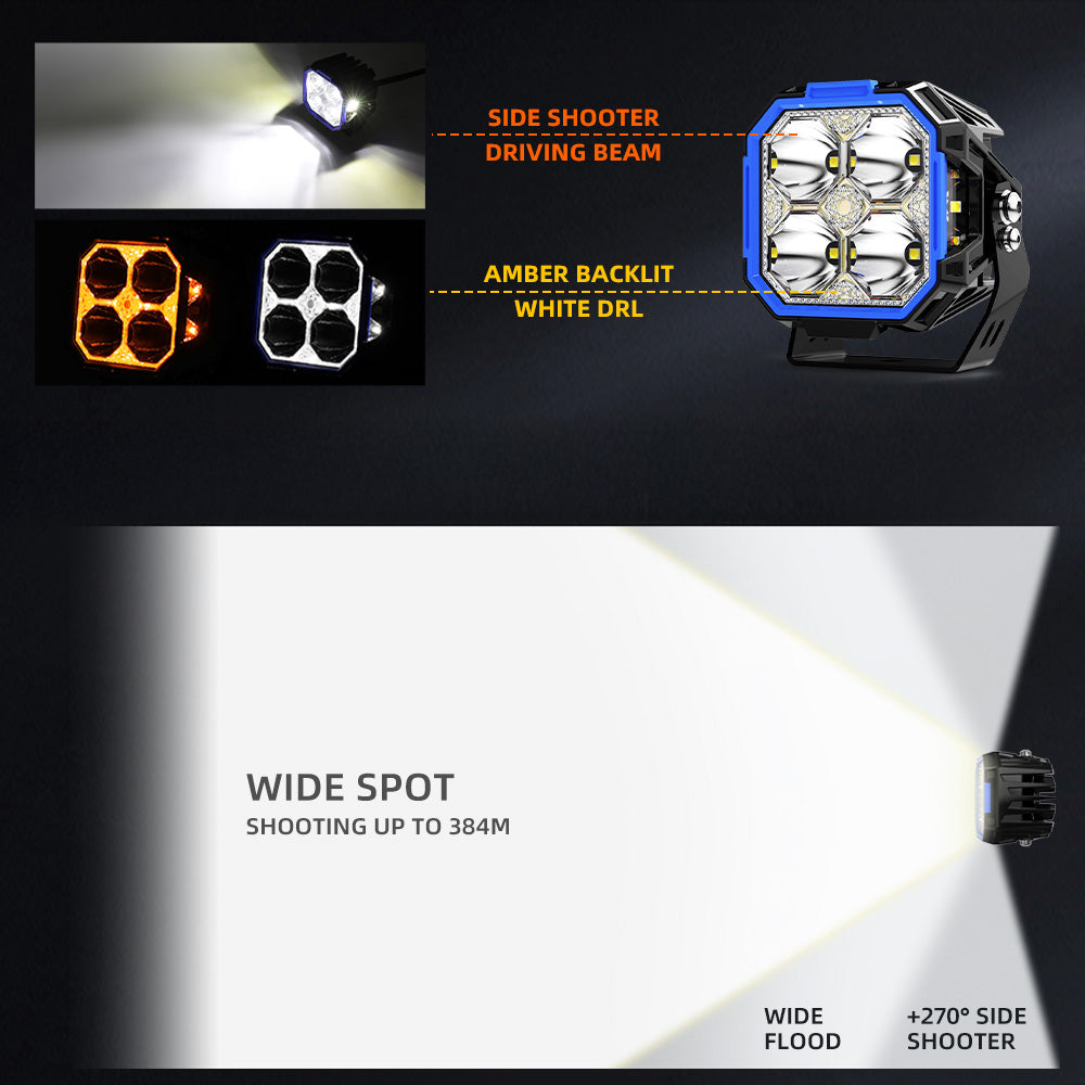 Faros LED 3" DRL Ambar y Blanco
