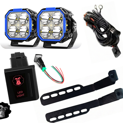 Combo Capot Par de faros LED 3" con DRL + Soporte para Capot + Kit Instalacion