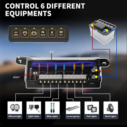 Tablero Inalámbrico de 6 Teclas Personalizable 12/24v 80A