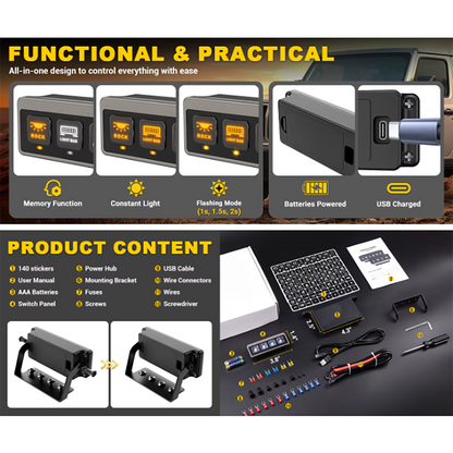 Tablero Inalámbrico de 6 Teclas Personalizable 12/24v 80A