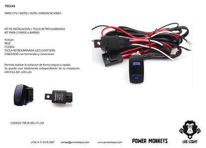 Kit de Instalacion Para Barras o Faros + Tecla LED Ligth Bar