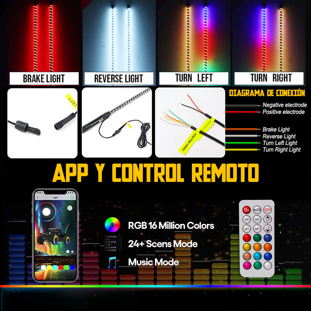 ANTENAS LED COB  pixel Varios Tamaños UTV y Off Road
