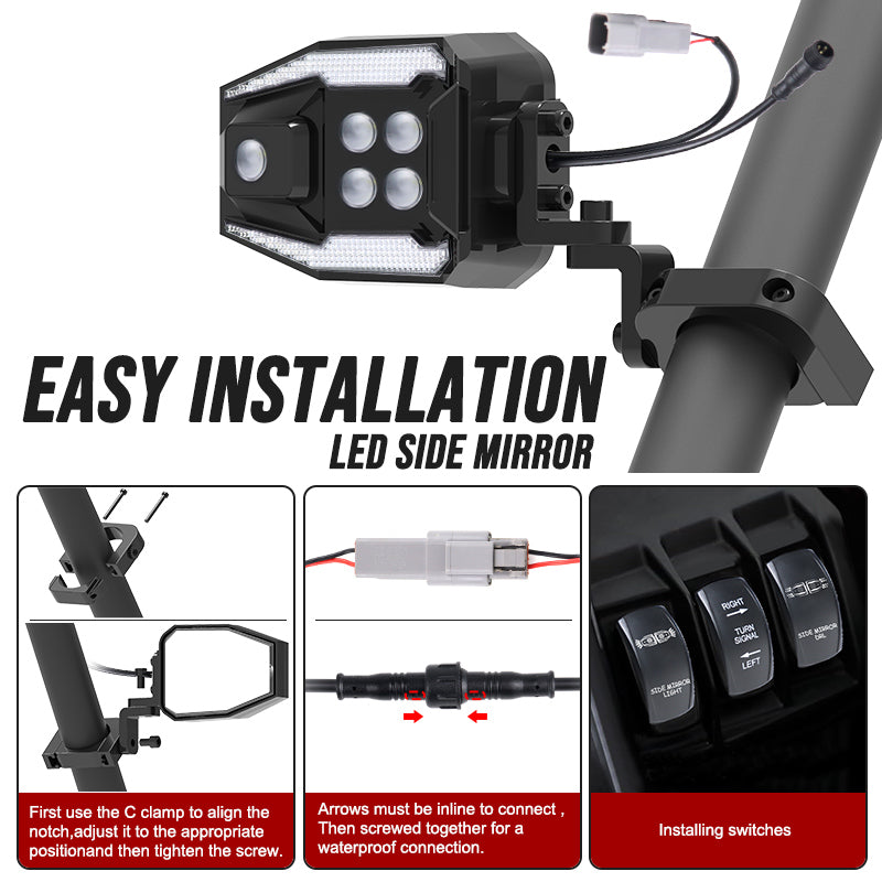 Espejos Retrovisores para UTV con LED RGB