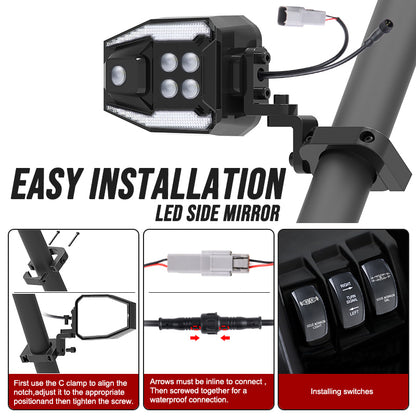 Espejos Retrovisores para UTV con LED RGB