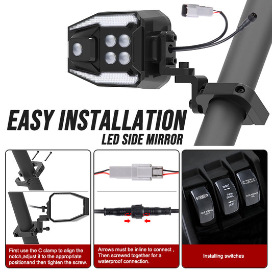 Espejos Retrovisores para UTV con LED RGB