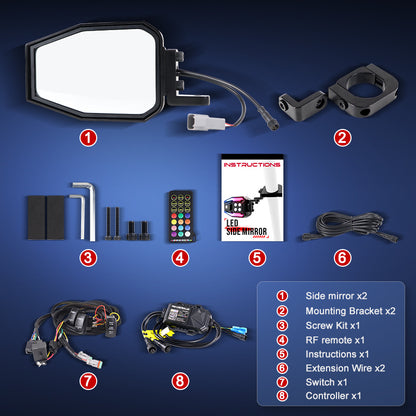Espejos Retrovisores para UTV con LED RGB