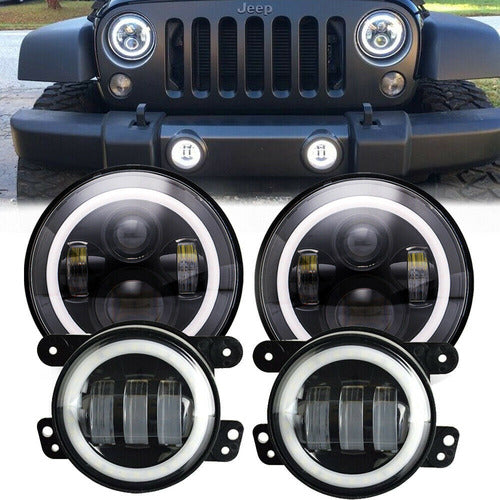 Kit 4 Faros RGB JEEP WRANGLER  Dancing Halo Ring