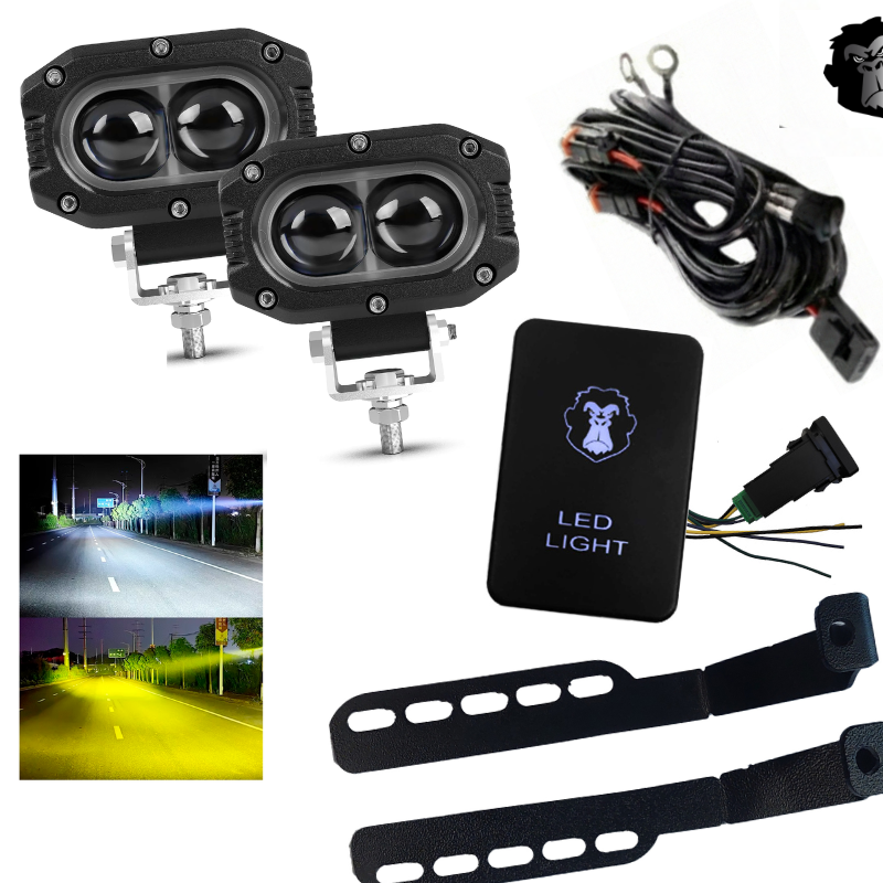 Combo Capot Par de faros LED 2,5" + Soporte para Capot + Kit Instalacion