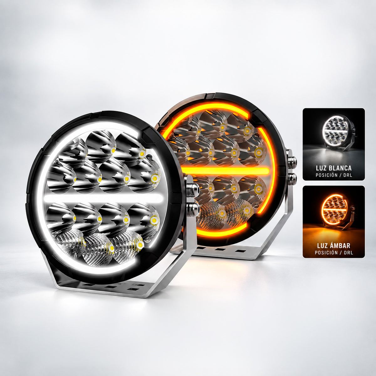 Par de Faros LED 7" DRL Blanco+Ámbar