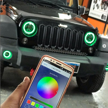 Kit 4 Faros RGB JEEP WRANGLER  Dancing Halo Ring
