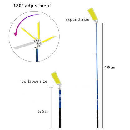 Iluminación cenital potente de 12V para camping, pesca y 4x4. Incluye bolso de transporte y estaca.Farol LED Telescópico de 5 metros con control remoto. 