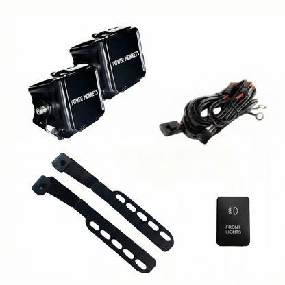Combo Par de Faros Cuadrados + Soportes para Capot + Kit de instalación