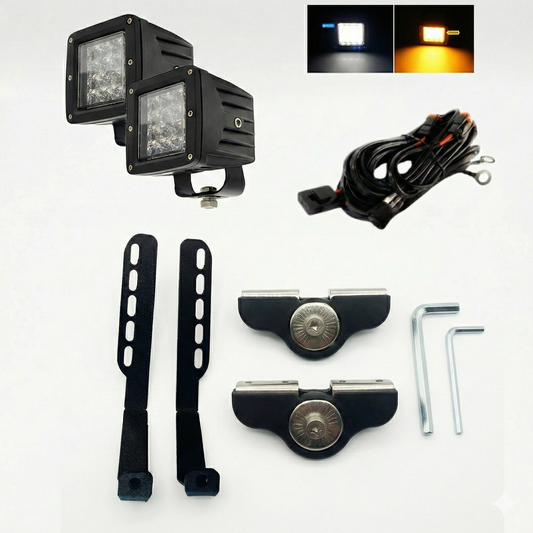 Combo para Capot Par de faros LED linea FLASH + Soporte + Kit Instalacion