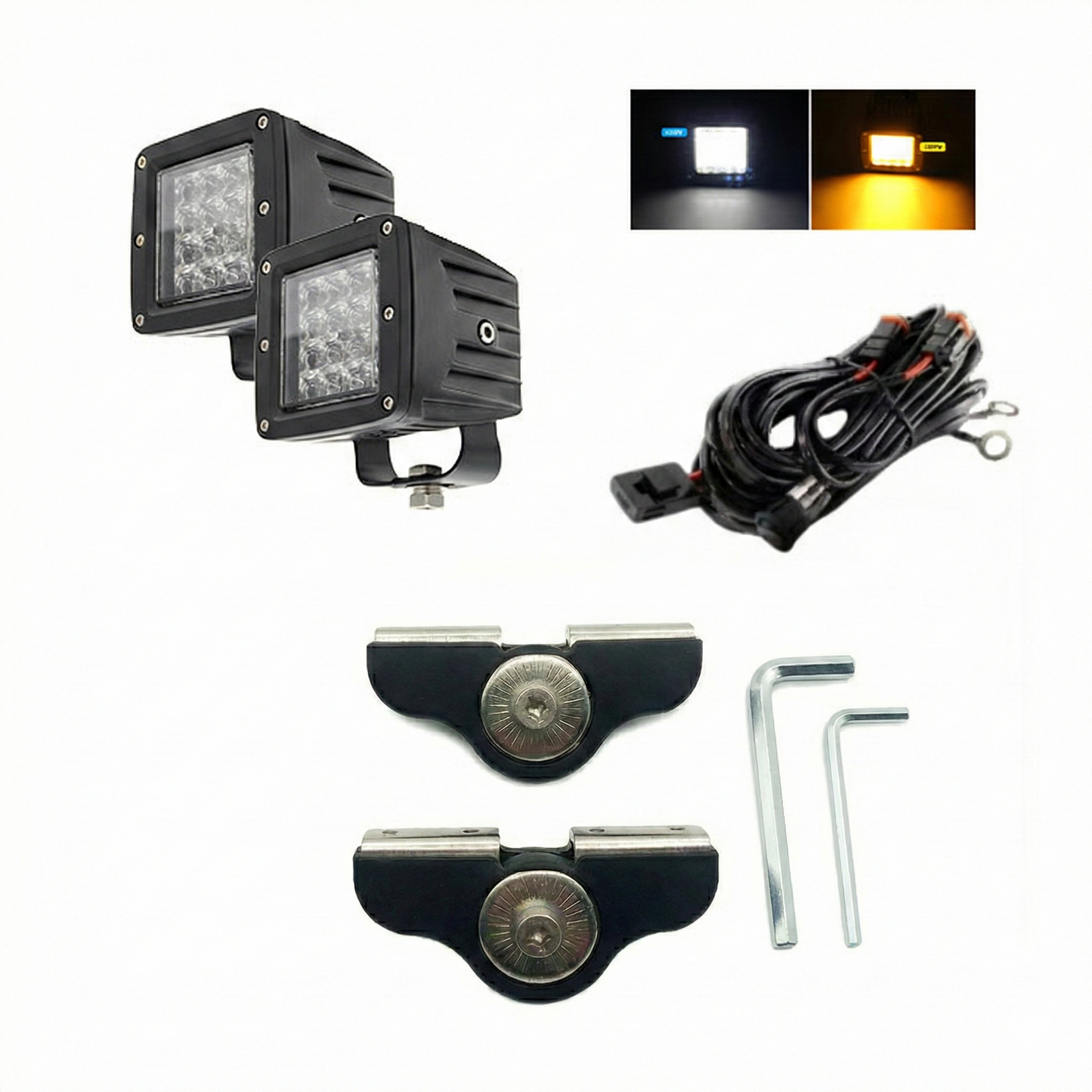 Combo para Capot Par de faros LED linea FLASH + Soporte + Kit Instalacion