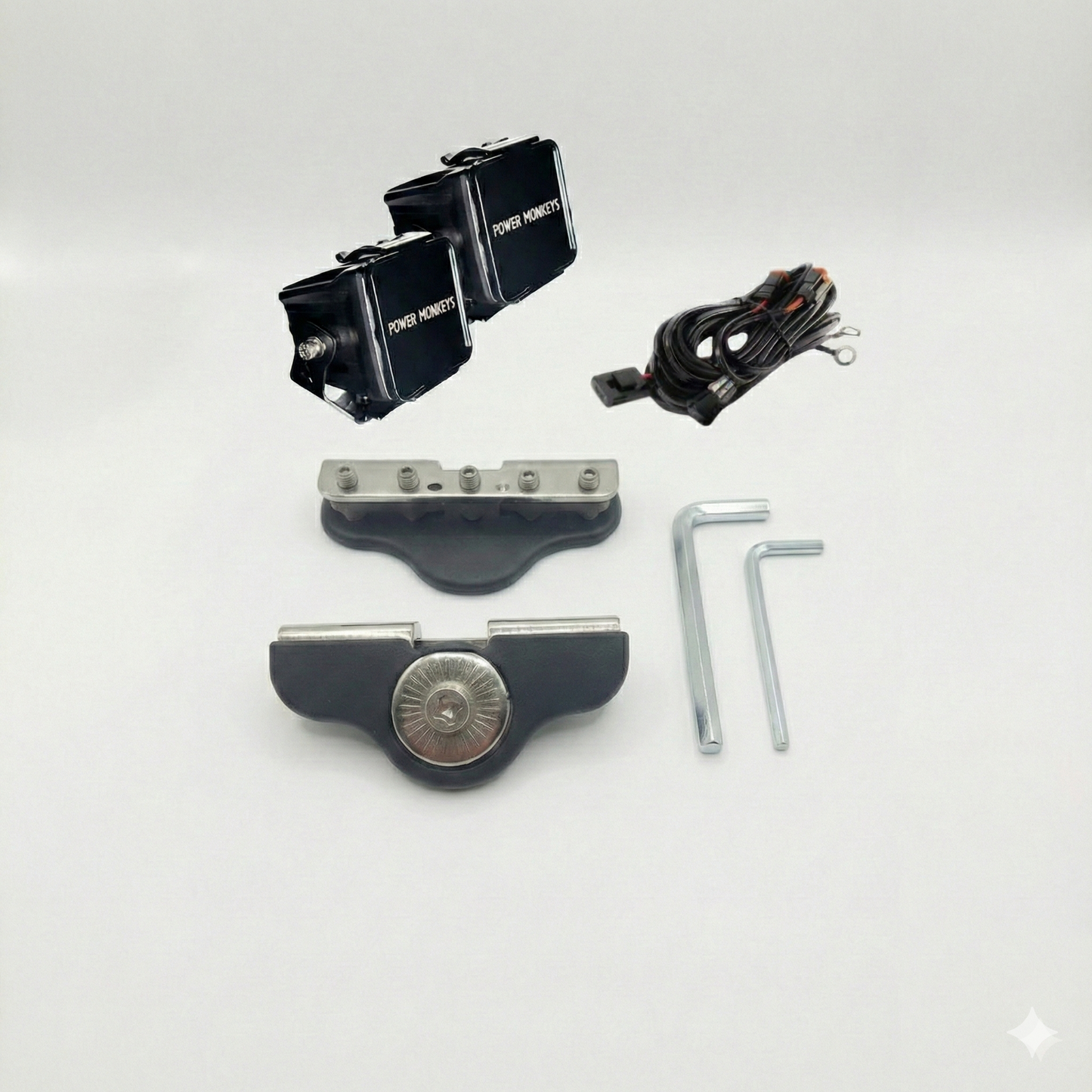 Combo Par de Faros Cuadrados + Soportes para Capot + Kit de instalación