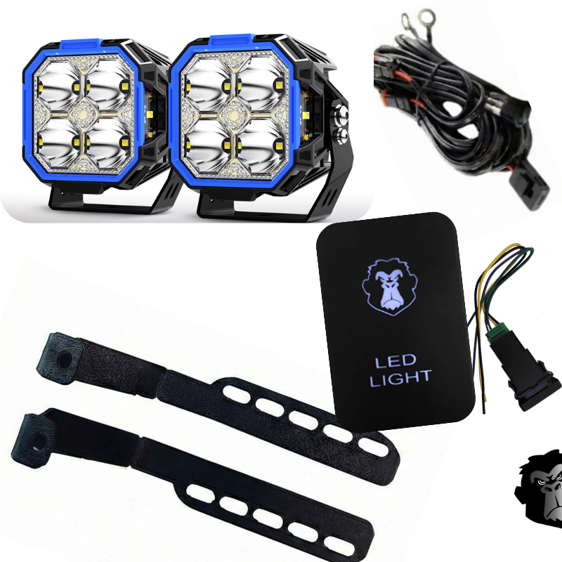 Combo Capot Par de faros LED 3" con DRL + Soporte para Capot + Kit Instalacion