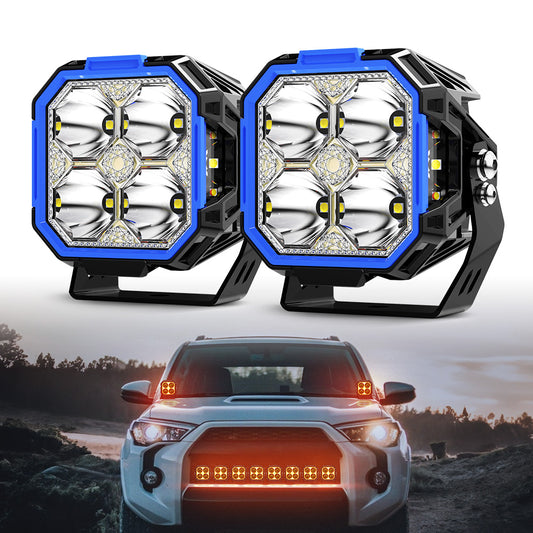 Faro LED de 3 Pulgadas para Camioneta 4x4, UTV, Moto. DRL Ambar y Blanco
