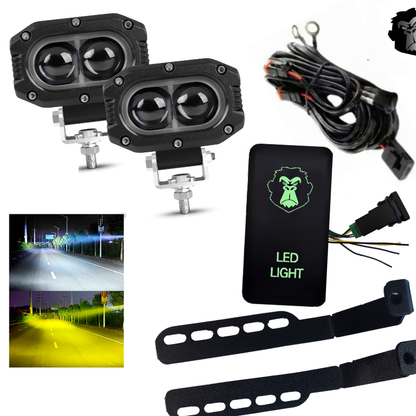 Combo Capot Par de faros LED 2,5" + Soporte para Capot + Kit Instalacion