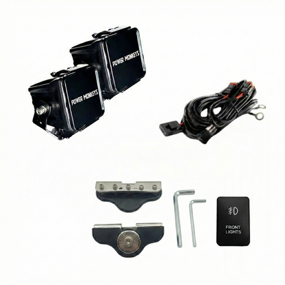 Combo Par de Faros Cuadrados + Soportes para Capot + Kit de instalación
